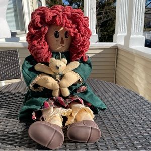 Vintage Country Style Rag Doll and Teddy Bear